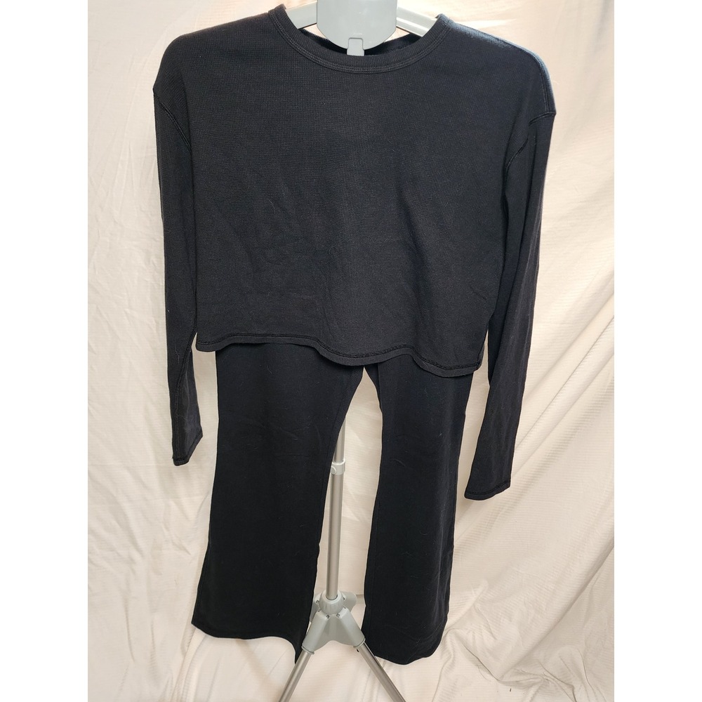 Aritzia Sunday Best Waffle Knit Lounge Set Black M